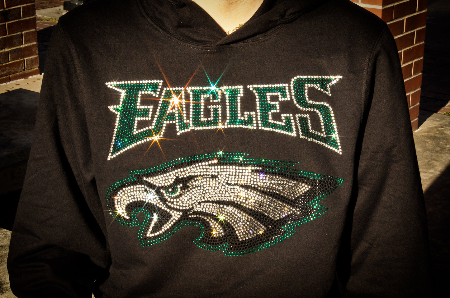 Philadelphia Eagles  Black Hoodie, Rhinestone Bling Eagles Sweatshirt
