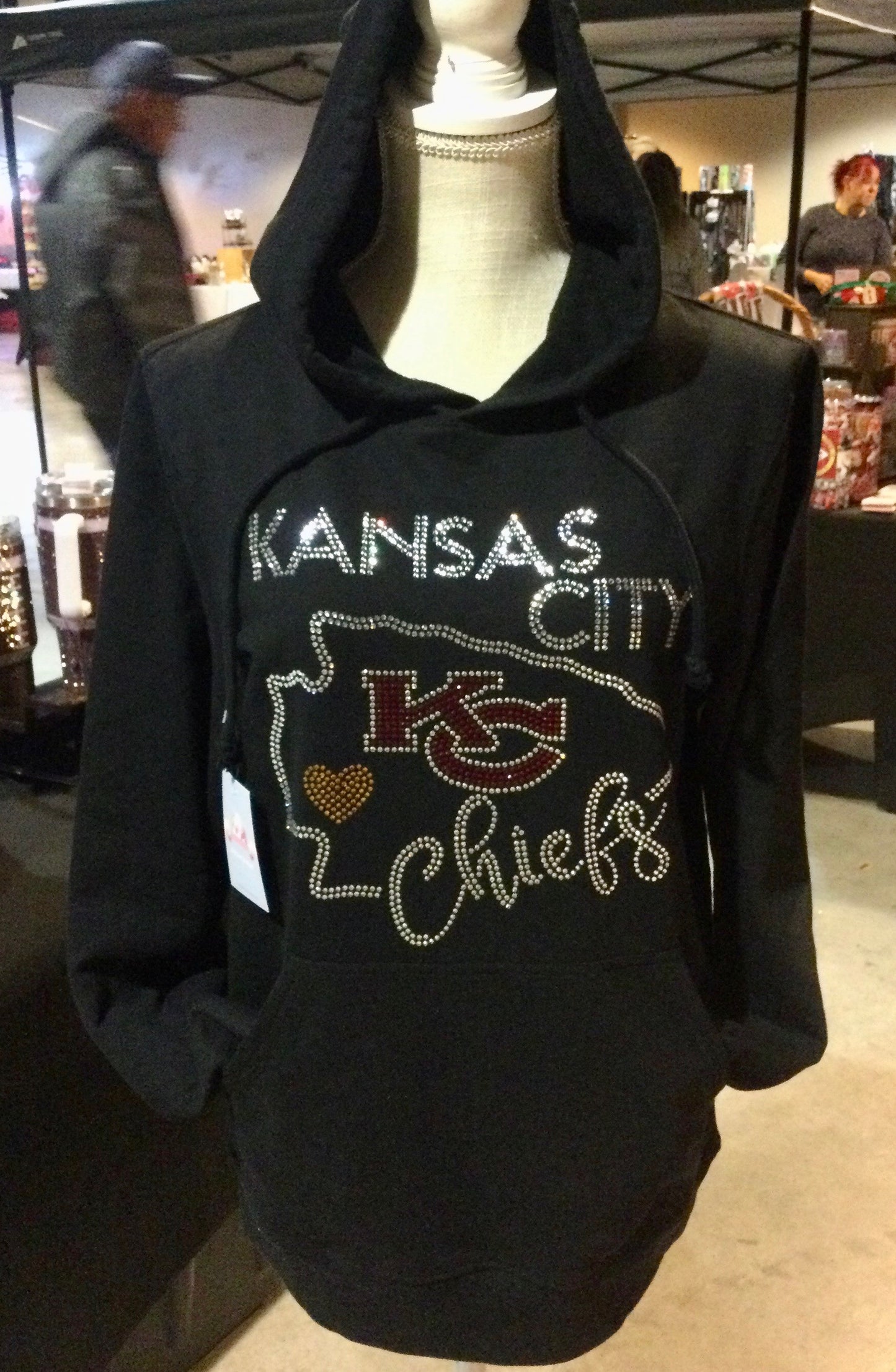 Kansas City Chiefs Hoodie, Rhinestone Bling KC Chiefs Sweatshirt