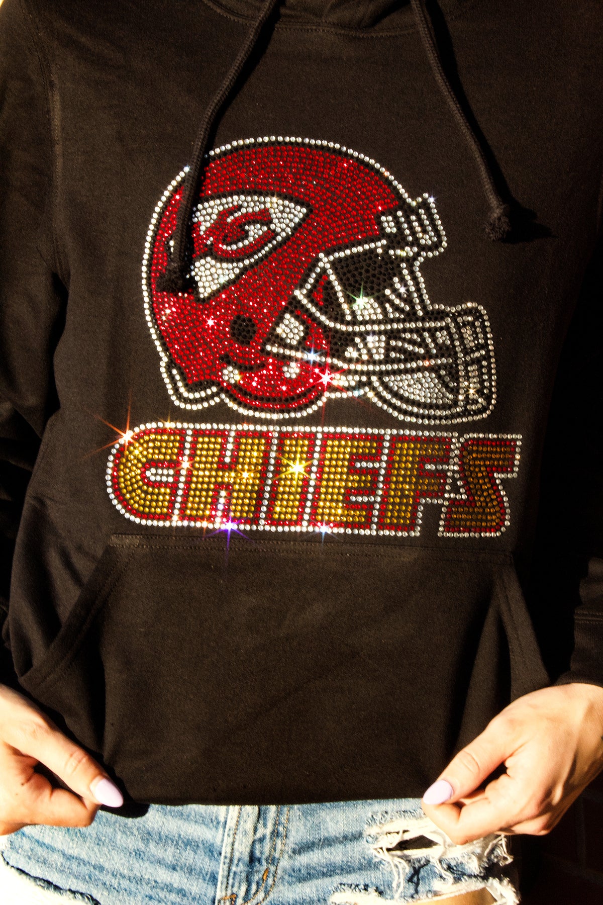 Custom Rhinestone Chiefs Kansas City Chiefs Hoodie, Rhinestone Bling KC Chiefs Sweatshirt – Bell ...