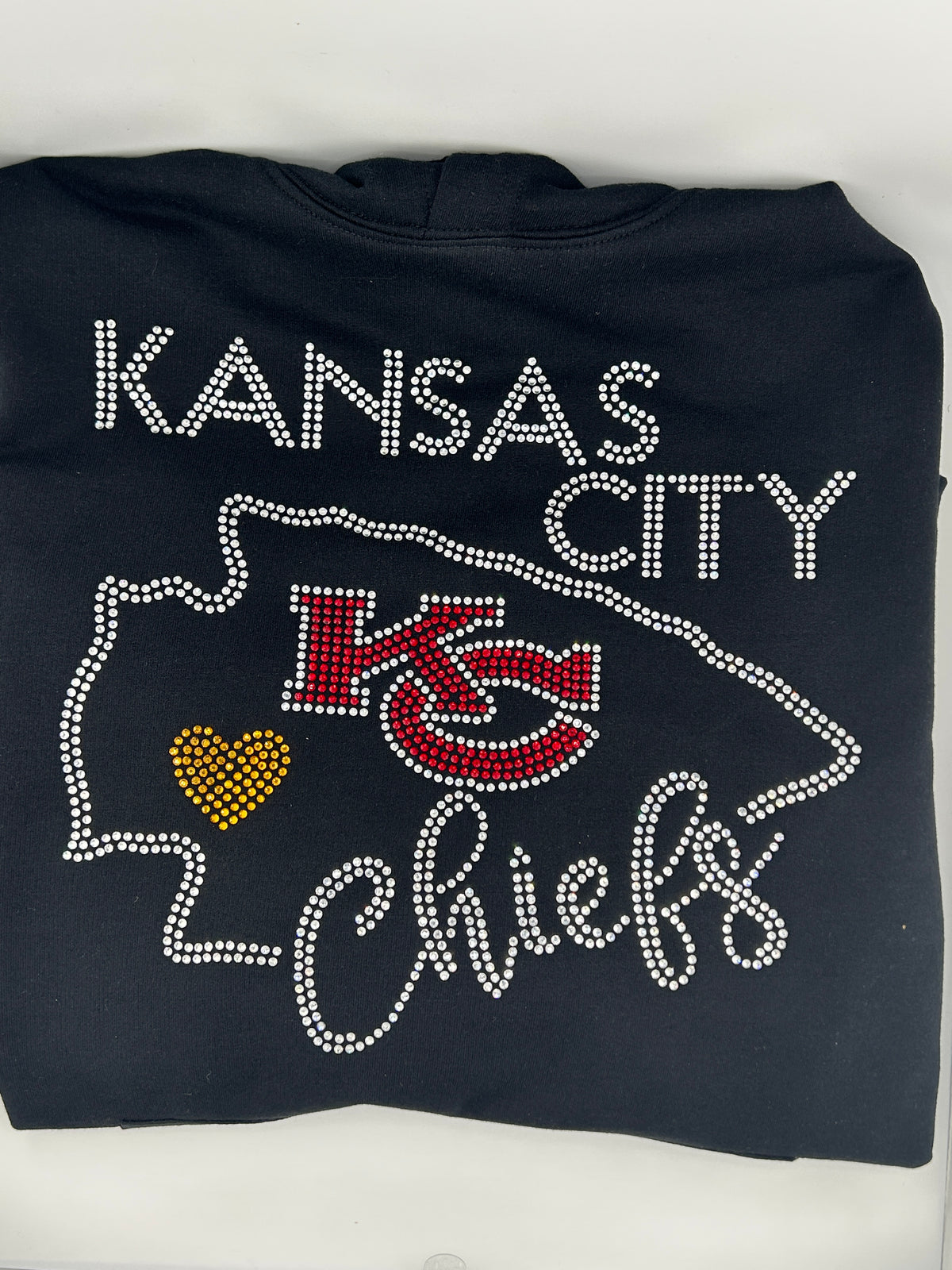 Custom Rhinestone Chiefs Kansas City Chiefs Hoodie, Rhinestone Bling KC Chiefs Sweatshirt – Bell ...